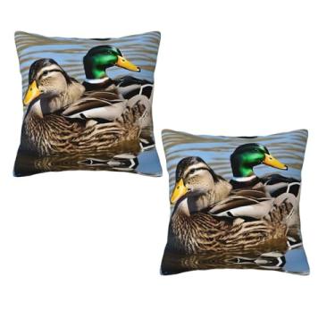 Imagem de Pato Mallard - Fronha decorativa estampada com zíper, fronha de seda hipoalergênica, para casa e viagem, presente para qualquer ocasião, 41 x 40 cm