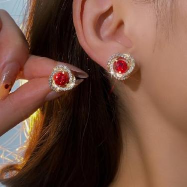 Imagem de Brincos de prata esterlina 925 banhados a ouro 14K para mulheres, brincos de zircônia cúbica, hipoalergênicos, brincos de ouro para presente feminino, One Size, Cobre, Sem pedra preciosa