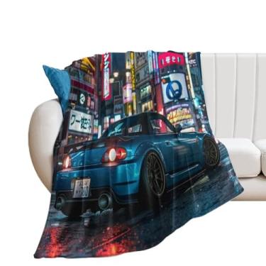 Imagem de HouLaiZhe Cobertor super macio de flanela Tokyo Night JDM Car S2000, cobertores refrescantes leves para sofá-cama, cadeira, sofá, carro, viagens ao ar livre, leve, quente, 152 x 203 cm