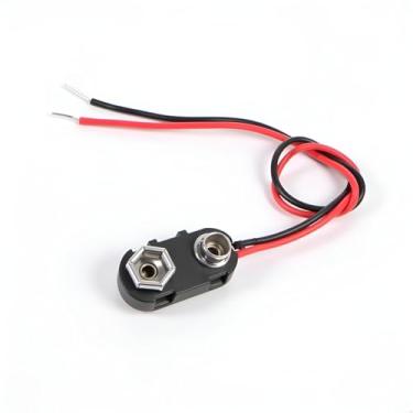Imagem de Conector de clipe de bateria PP3 9V preto vermelho I fios estanhados 150 mm, interruptores de tomada elétrica tomadas e acessórios
