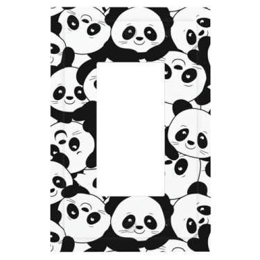 Imagem de 1 Gang Single GFCI Outlet Covers Decorador/Rocker Light Switch Placa de Parede Desenho Panda Dispositivo Elétrico Face Plug Plate Cover para Receptáculo Dimmer Tomada USB