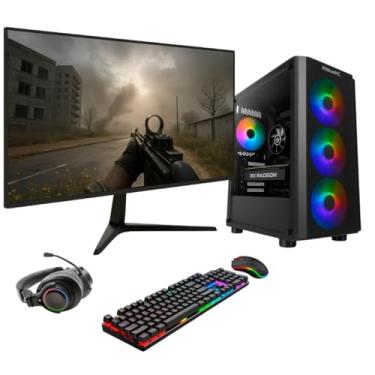 Imagem de PC Gamer Completo BluePC FRAG, AMD Ryzen 5 5500, Radeon RX 580 8GB, B450, 16GB DDR4, SSD 512GB NVMe, Monitor 23" 75Hz, Kit Gamer - PGBP-FRA166