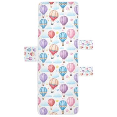 Imagem de STAYTOP Capa de toalha de cadeira de descanso, desenho animado, balão de ar quente, capa de espreguiçadeira, capas de cadeira de praia com bolsos para jardim ao ar livre, pátio, pátio, banhos de sol