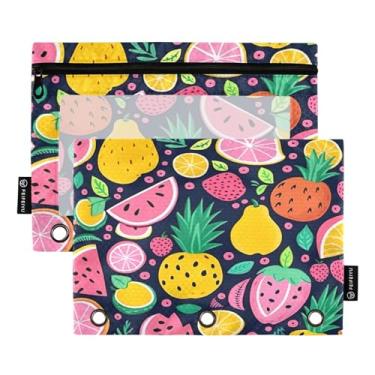 Imagem de Wassud Pastas de fichário com 3 furos para bolso Fruit World Pasta organizadora de arquivos para escritório em casa, pacote com 2