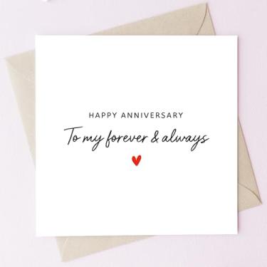 Imagem de TEEMI - Cartão de felicitações de feliz aniversário com envelope - Cartão Forever and Always Love - Cartolina quadrada premium de 300 g/m² 12 x 12 cm - Cartão de romance interno em branco