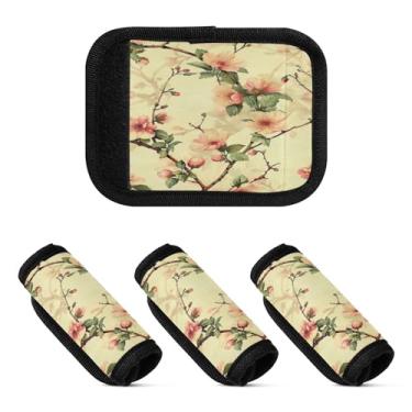 Imagem de Qilmy Beautiful Plum Blossoms Bagagem Handle Wrap Pacote com 4 Identificadores de Bagagem Tag Comfort Handle Grips Capa para Carrinho de Viagem Bolsa Mala Avião Acessórios de Viagem 897