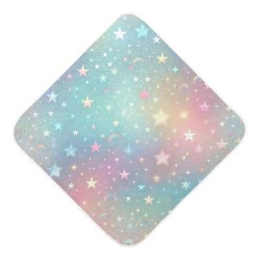 Imagem de Burbuja Sparkles Dreamy Rainbow Toalha de banho para bebê - Toalha com capuz de musselina macia e absorvente para recém-nascidos, 89 x 89 cm