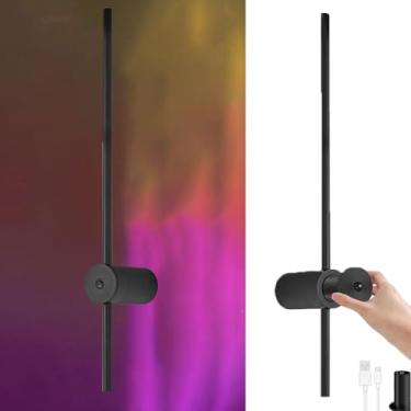 Imagem de Aplique de parede sem fio com bateria, controle remoto, dimerizável, para uso interno, 3600mAh, carregamento USB, luminária de parede sem fio, 17W, ideal para cabeceira, para sala de estar e
