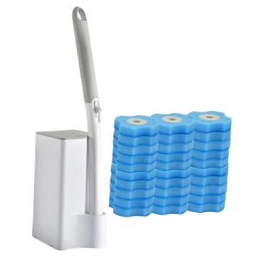 Imagem de Ｂｅｓｇａ Escova de vaso sanitário descartável com suporte, fácil de usar, ideal para limpeza doméstica e eficiente.