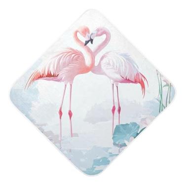 Imagem de Burbuja Flamingos Kissing Toalha de banho para bebês - Toalha com capuz de musselina macia e absorvente para recém-nascidos, 76 x 76 cm