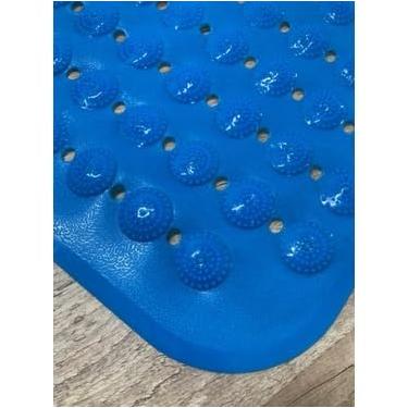 Imagem de Tapete de Banheiro Antiderrapante Moderno com Ventosa Retangular para Box e Chuveiro (539 Azul)