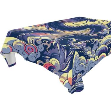 Imagem de Burbuja Toalha de mesa fantasia dragão, toalha de mesa quadrada anti-rugas grossa para decoração de jantar, cozinha, festa, 137 x 137 cm