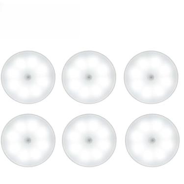 Imagem de Luminária Luz LED Sensor de Movimento Magnética USB Recarregável Sem Fio com-Duas cores Lâmpada Noturna(KIT6-Luz branca)