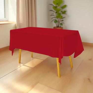 Imagem de Toalha de mesa de plástico premium 137 cm x 277 cm. Capa de mesa retangular - vermelha