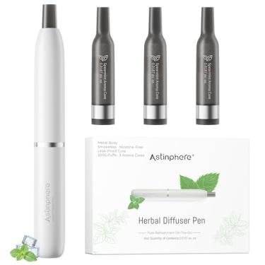 Imagem de Astinphere Caneta difusora de ervas de metal – inalador natural sem fumaça para suporte de fixação oral | Design magnético à prova de vazamento sem nicotina | 3000 puffs, 3 núcleos de aroma de hortelã