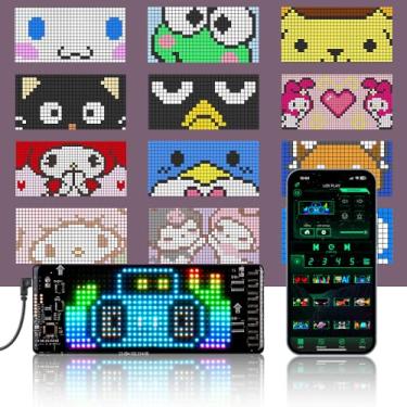 Imagem de Gelrova Mini tela LED de humor – 17,8 cm x 7,6 cm luzes LED dinâmicas olho do diabo linda tela programável, presente para amantes de carros, jogadores e decoração de mesa