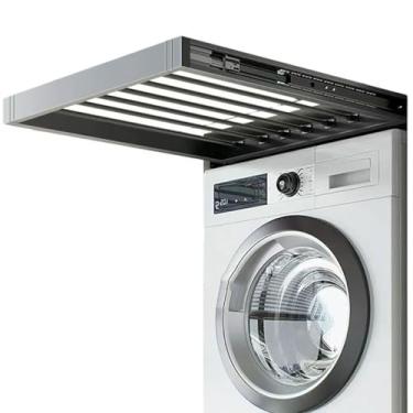 Imagem de Hhsdyl Estendal Ajustável Parede para Máquina Lavar Roupa, Barra Suspensa Móvel Poupa Espaço & Estendal Silencioso Deslizante para Calças, Organizador Lavandaria,Side buffer,8 rod 49cm