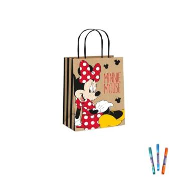 Imagem de Kit Sacola de Papel Kraft Minnie P Com Fita Cetim 7mm 10 Metros