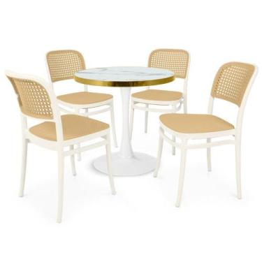 Imagem de Conjunto Mesa de Jantar Redonda Majestic 70cm Branca com 4 Cadeiras Ro