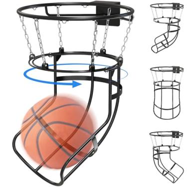 Imagem de BeneLabel Acessório de retorno de basquete com aro de basquete, aço carbono, resistente, bola de rebote, auxílio de treinamento de retorno para uso externo e interno, treinamento de tiro de basquete