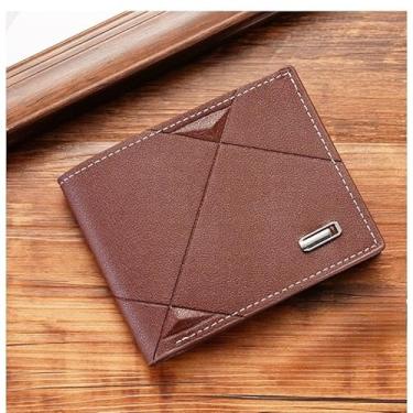 Imagem de Carteira masculina fina com clipe para dinheiro, carteira minimalista com zíper, carteiras masculinas dobráveis com porta-cartão de crédito, carteira masculina de couro sintético com porta-moedas