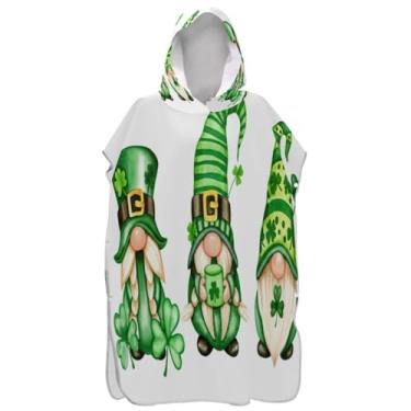 Imagem de Joisal Poncho de surfe para adultos trocador de roupão de praia com capuz toalha de natação secagem rápida bonito gnomo de São Patrício Poncho masculino com capuz