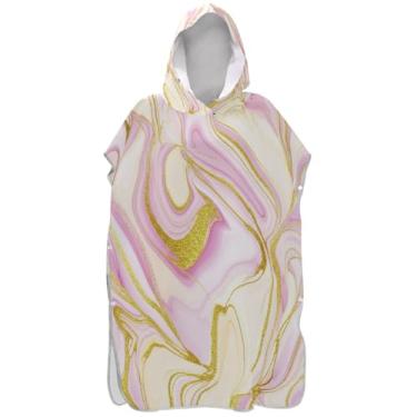 Imagem de Joisal Poncho de surfe trocador de roupão adulto praia banho com capuz leve macio rosa bege dourado abstrato praia ponchos para homens