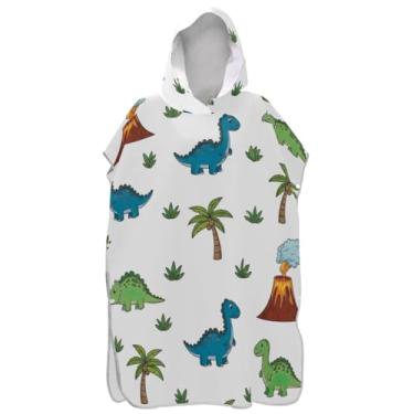 Imagem de Joisal Poncho de surfe para trocador adulto toalha de natação com capuz absorvente colorido bonito dinossauros branco poncho masculino com capuz