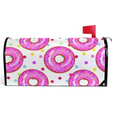 Imagem de TSENQUE Capas decorativas para caixa de correio de vinil magnético envoltório de caixa de correio decorações de caixa de correio modernas fofas rosinhas rosa tamanho grande 64,5 x 52,8 cm