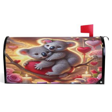 Imagem de TSENQUE Capas decorativas para caixa de correio de vinil magnético capa de caixa de correio outono decorações de caixa de correio modernas coalas fofas amor dos namorados tamanho padrão 52,6 x 45,8 cm