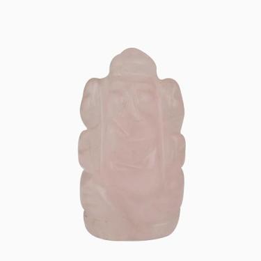 Imagem de Rudra Empire Estátua Ganesha de pedra de quartzo rosa para painel de carro esculpida à mão