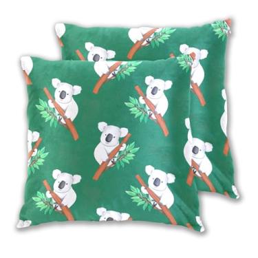 Imagem de Joitme Conjunto de 2 capas de almofadas decorativas fofas folhas de coala, 50 x 50 cm, 2 peças