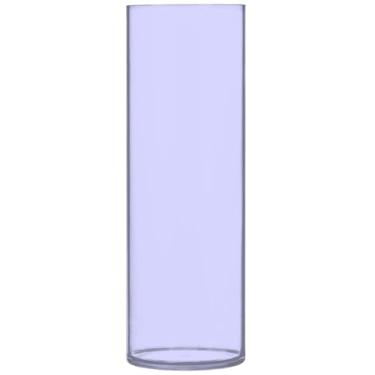 Imagem de Vaso de flores de cilindro violeta lavanda para mesa, vaso alto, plástico, personalizado, mesa de centro de mesa, 30 x 9,9 cm