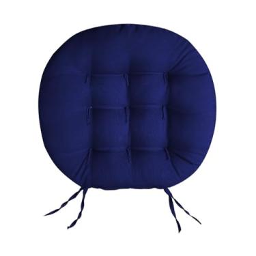 Imagem de Almofada Futon Redonda para Assento de Cadeira 40x40 cm com 9 Furos – Almofada Decorativa Espessa para Sala Quarto e Escritório (Azul Marinho)