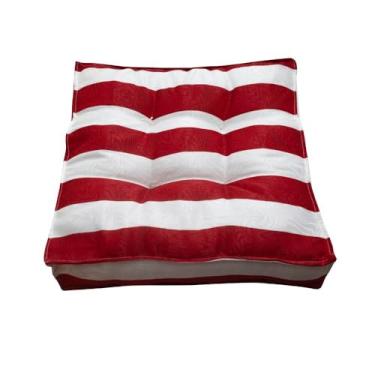 Imagem de Almofada Futon 45x45 Colorida para Assento Turco - Conforto e Decoração Moderna (Listrado vermelho)