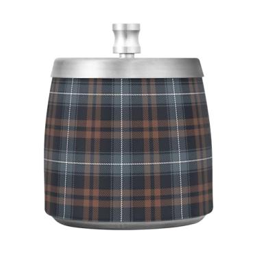 Imagem de Cinzeiro cinza marrom xadrez chique para ervas daninhas, cinzeiro à prova de vento, cinzeiro em pé ao ar livre para pátio