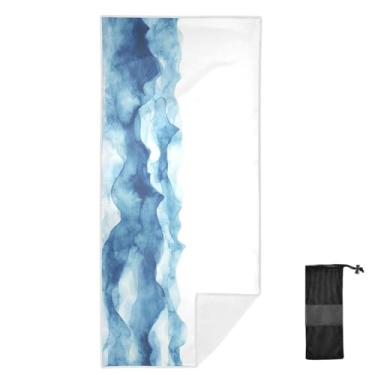 Imagem de Joitme Chic Blue Waves Toalhas brancas de praia, 76 x 152 cm, toalhas de areia, toalhas de natação para nadadores