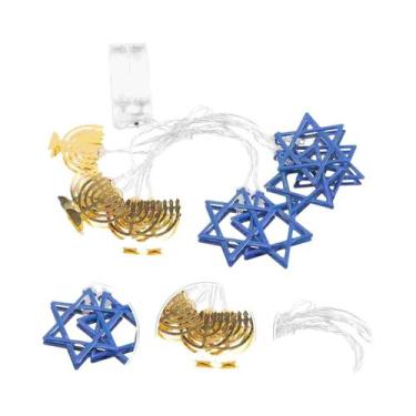 Imagem de Suporte de luzes de corda para decoração de festa de Hanukkah, sinal d