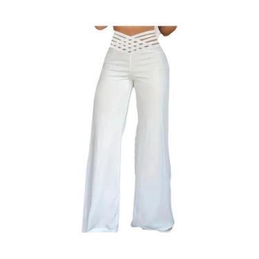 Imagem de Calças Femininas De Cintura Alta Com Pernas Largas E Estilo Flare Y2K,