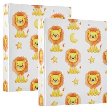 Imagem de Fichários fofos Lions com três anéis de 3 cm comporta 200 folhas, pastas fofas para portfólio redondo, 31,5 x 27 x 6 cm, 1 pacote
