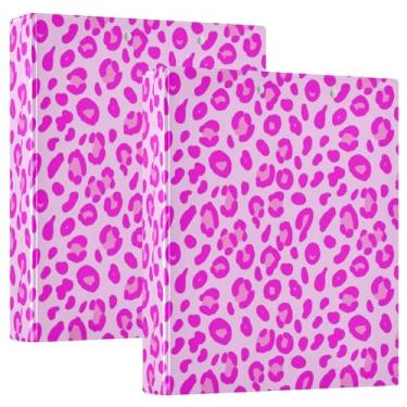 Imagem de Fichários de 3 anéis com estampa de leopardo rosa de 3 cm, 200 folhas, pastas fofas para portfólio floral, 31,5 x 27 x 6 cm, 1 pacote