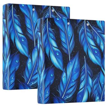 Imagem de Fichários de penas azuis vibrantes pretas de 3,8 cm, 3 anéis, comporta 200 folhas, anel redondo, fichário, 31,5 x 27 x 6 cm, 1 pacote