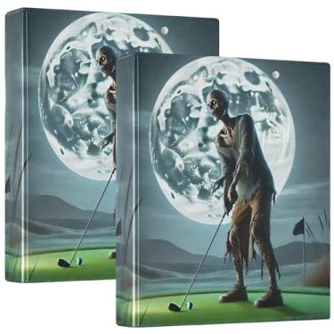 Imagem de Fichários engraçados de zumbi de 3 cm com 3 argolas, 200 folhas, fichário com estampa fofa, anel redondo, fichários resistentes, 31,5 x 27 x 6 cm, 1 pacote