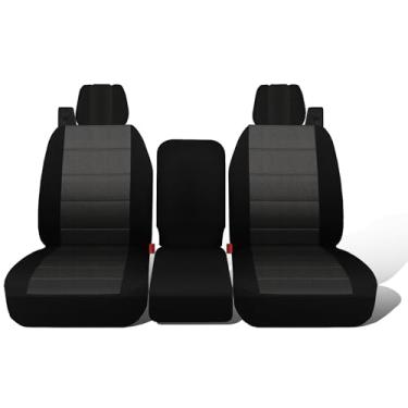 Imagem de Jokuye Capas de banco dianteiras divididas 40/20/40 para Ford F150 XL cabine padrão 2004 2005 2006 2007 2008, tecido Oxford resistente com cintos de segurança integrados e capa de apoio de braço