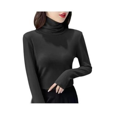 Imagem de Camisetas Térmicas Femininas De Inverno Com Gola Alta E Manga Longa Em