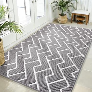 Imagem de OLANLY Tapete de porta frontal, suporte de borracha antiderrapante, resistente à sujeira e absorvente, lavável, capacho interno de baixo perfil fácil de limpar para porta traseira, entrada, entrada