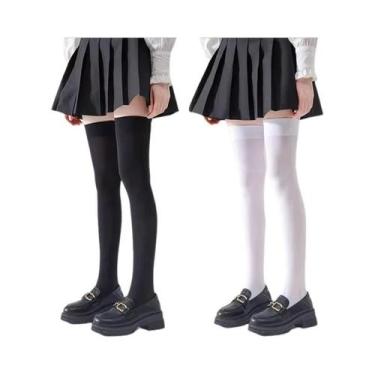 Imagem de Meias Longas Femininas plus Size Acima Do Joelho 1 2 Peças Meias Femin