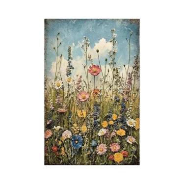 Imagem de Pintura Em Tela Vintage Floral Botânica De Flores Silvestres Da Primav