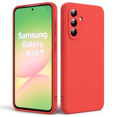 Imagem de Capa de telefone de cor sólida para Samsung Galaxy A56 5G, capa ultrafina de TPU à prova de choque, capa de telefone macia resistente a quedas, vermelha