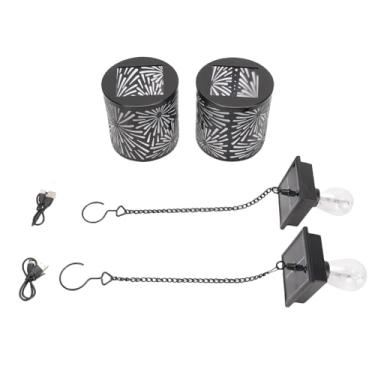 Imagem de Lanterna solar Decoração ao ar livre 2 PCS Luzes de jardim movidas a energia solar estilo vintage com efeito de luz estrela 3D Modos de flash à prova de chuva para pátio ABS PP